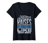 Womens Funny Vibes Energy Drinks Raise My Vibrations V-Neck T-Shirt