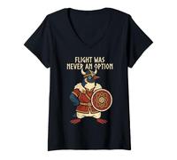 Women's Funny Viking Penguin Warrior Flight was Never an Option V-Neck T-Shirt