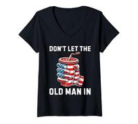 Womens Funny Vintage Don't LET The Old Man in Retro American Flag V-Neck T-Shirt