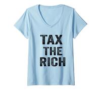 Womens Funny Vintage Tax the Rich Womens Mens V-Neck T-Shirt