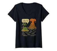 Womens Funny Volcano Overreacting Pun - Cute Island Angry Eruption V-Neck T-Shirt