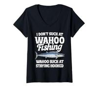 Women's Funny Wahoo Fishing V-Neck T-Shirt