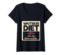 Women's Funny Waitress Diet Caffeine Stolen Chips Funny Meme Server V-Neck T-Shirt