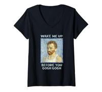 Women's Funny Wake Me Up Before You Go Van Gogh Sleepy Genius Master V-Neck T-Shirt
