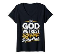 Women's Funny Warehouse Worker Night Shift V-Neck T-Shirt
