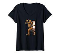 Womens Funny Weasel Bigfoot Cryptid Lover Animal Enthusiast Design V-Neck T-Shirt