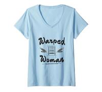 Womens Funny Weaving Loom - Warped Woman V-Neck T-Shirt
