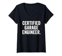 Womens Funny Weekend Warrior T-Shirt Certified Garage Engineer Beer V-Neck T-Shirt