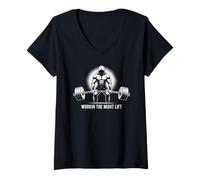 Women's Funny Weightlifting Bodybuilding Jokes Humor Shift Workers V-Neck T-Shirt
