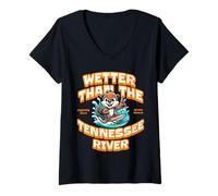 Womens Funny Wetter Than The Tennessee River, Southern Humor V-Neck T-Shirt