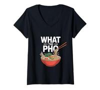Women's Funny What The Pho Spilling Noodles Humor V-Neck T-Shirt