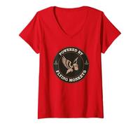 Womens Funny Wicca Powered by Flying Monkeys Witch Spooky Witches V-Neck T-Shirt
