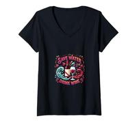 Women's Funny Wine Lover Save Water Drink Design V-Neck T-Shirt