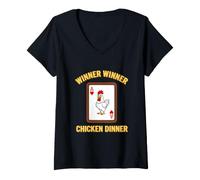 Women's Funny Winner Winner Chicken Dinner Saying V-Neck T-Shirt