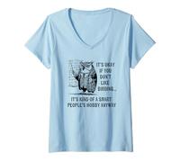 Womens Funny Wise Owl Birdwatching "Smart People's Hobby" Birder V-Neck T-Shirt