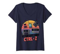 Womens Funny Wish Life Had Digital Mistake Joke Wit Tech Era V-Neck T-Shirt