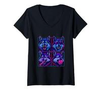 Women's Funny Wolf Saying Night Sarcastic Humorous V-Neck T-Shirt