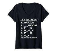 Womens Funny Word Puzzle Dirty Mind Trick Quiz Game V-Neck T-Shirt