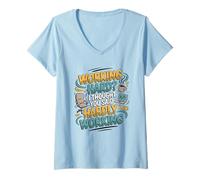 Womens Funny Work Office Humor Sarcastic Hardly Working Pun V-Neck T-Shirt