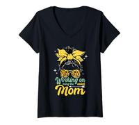 Women's Funny Working on Being the Coolest Mom Leopard Mother's Day V-Neck T-Shirt