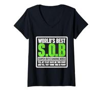 Women's Funny World's Best SOB Boss Joke Manager Supervisor Saying V-Neck T-Shirt