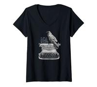 Womens Funny Writer Typewriter Dark & Stormy Night Book Lover V-Neck T-Shirt