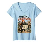 Women's Funny Wrong Turn Again Vintage Opossum Hiking Adventure V-Neck T-Shirt