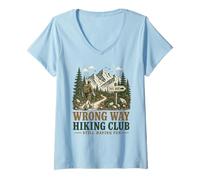 Women's Funny Wrong Way Hiking Club Still Having Fun Trail Hiker V-Neck T-Shirt