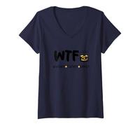 Womens Funny WTF Thanksgiving Fall Vibes Whiskey Turkey Family V-Neck T-Shirt