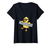 Womens Funny Yellow Duck Duct Tape Animal Lover Boys Girl Kids V-Neck T-Shirt