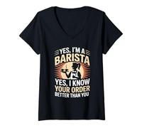 Womens Funny Yes I’m A Barista I Know Your Order Better Than You V-Neck T-Shirt