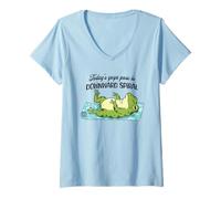 Womens Funny Yoga Frog Downward Spiral V-Neck T-Shirt