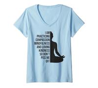Women's Funny Yoga Mindfulness Meditation Design V-Neck T-Shirt