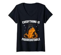 Women's Funny Zen Cat Everything is figureoutable Meditator Yogi V-Neck T-Shirt