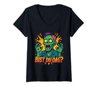 Womens Funny Zombie Design with Saying Bist du OAG Comic Style V-Neck T-Shirt