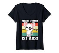 Womens Funny Zuckerbrot is Out Shirt Cute Animals Mouse Humor Gift V-Neck T-Shirt