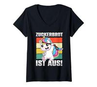 Womens Funny Zuckerbrot is Out Shirt Cute Animals Unicorn Gift V-Neck T-Shirt