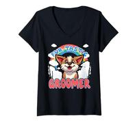Womens Fur-tastic Groomer Dog Owner Puppy Dog Lover Dog Parent V-Neck T-Shirt