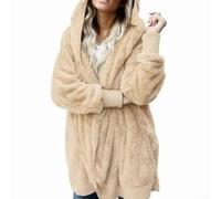 Women's furry midlength reversible coat with polyester fabric and moderate stretch, suitable for home, daily, vacation, and club wear all seasons (XXXXL apricot)