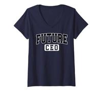 Women's Future CEO Varsity Style Entrepreneur Graduation Black Art V-Neck T-Shirt