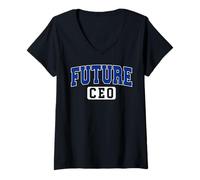 Women's Future CEO Varsity Style Entrepreneur Graduation Blue Art V-Neck T-Shirt