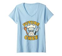 Womens Future Chef Kids Cooking Foodie Aspiring Chef Boys Girls V-Neck T-Shirt
