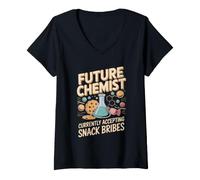 Women's Future Chemist Currently Accepting Snack Bribes Chemistry V-Neck T-Shirt