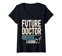 Women's Future Doctor Loading Med Student Progress Bar V-Neck T-Shirt