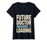 Women's Future Doctor Loading Med Student Progress Bar V-Neck T-Shirt