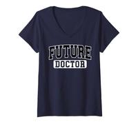 Women's Future Doctor Varsity Style Medical Student Grad Black Art V-Neck T-Shirt