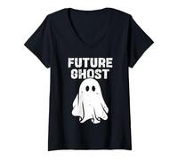 Womens Future Ghost Dark Humor Ghostie for Halloween Retro Design V-Neck T-Shirt