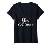 Women's Future Mrs Adams Wedding Bride Engagement Romantic V-Neck T-Shirt
