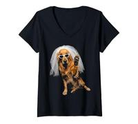 Women's Future Mrs Engagement Cute Dog Golden Retriever Bride Party V-Neck T-Shirt