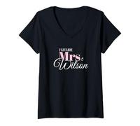 Womens Future Mrs Wilson Bride Wedding Engagement Love V-Neck T-Shirt